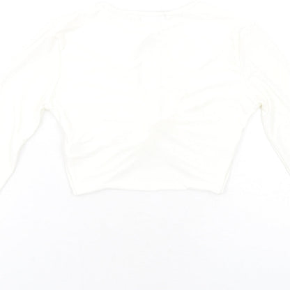Womens UK Size 6 PRETTYLITTLETHING Ivory Cropped T-Shirt