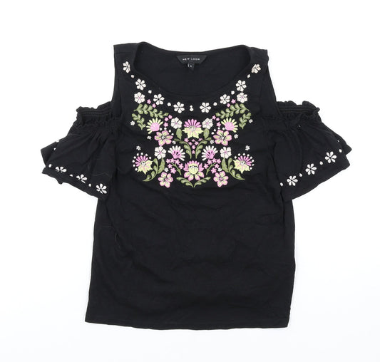 Womens UK Size 6 New Look Black Basic T-Shirt