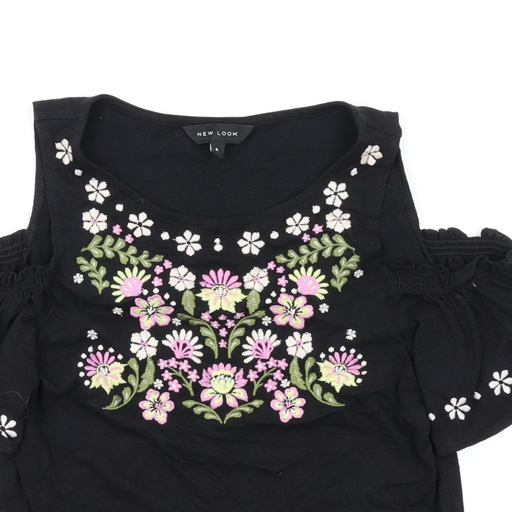 Womens UK Size 6 New Look Black Basic T-Shirt