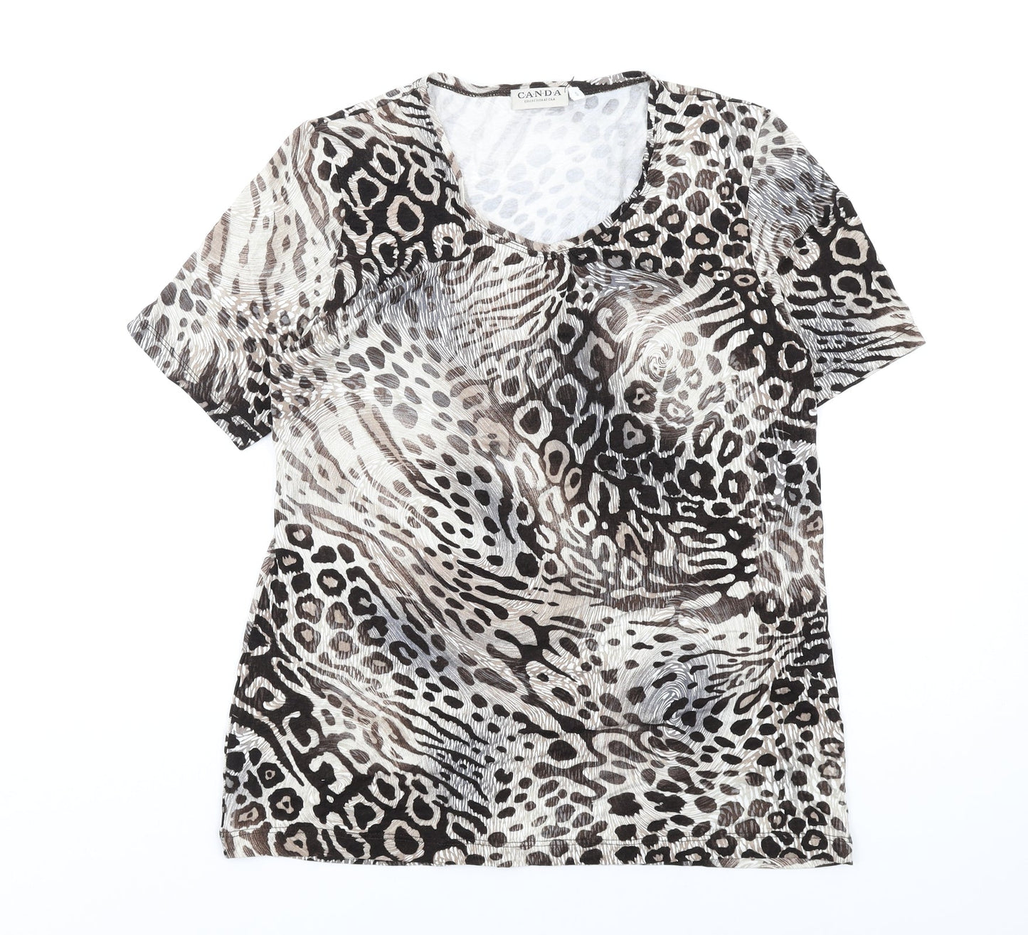 Womens UK Size S Canda Beige Basic T-Shirt