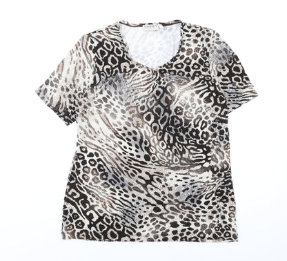 Womens UK Size S Canda Beige Basic T-Shirt