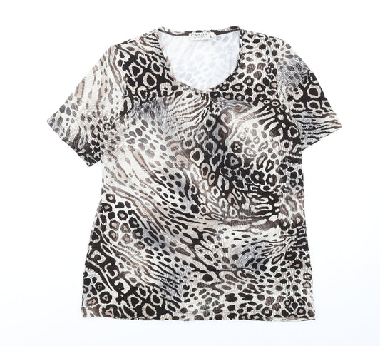 Womens UK Size S Canda Beige Basic T-Shirt