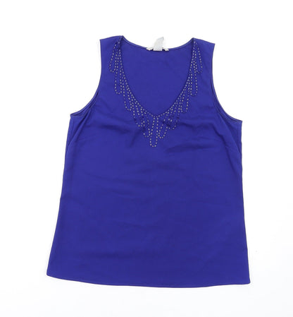 Womens UK Size 8 H&M Blue Basic Tank