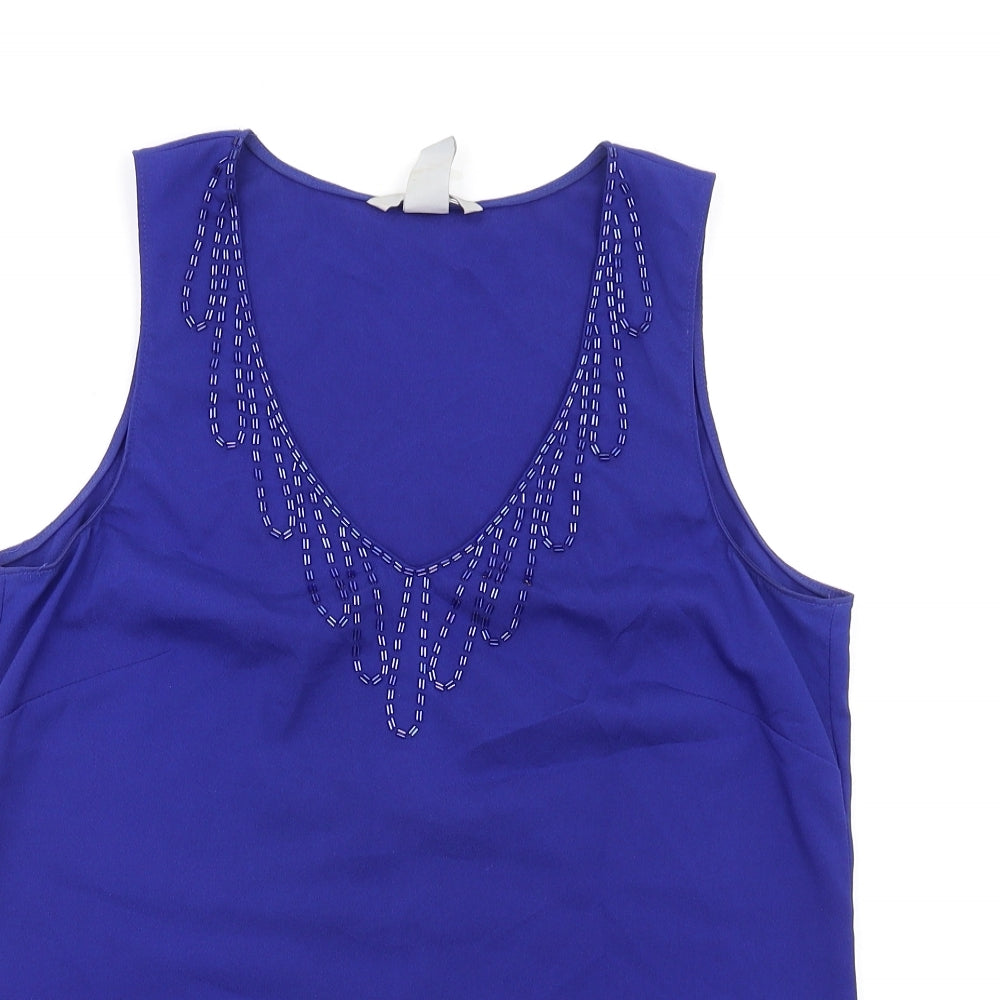 Womens UK Size 8 H&M Blue Basic Tank