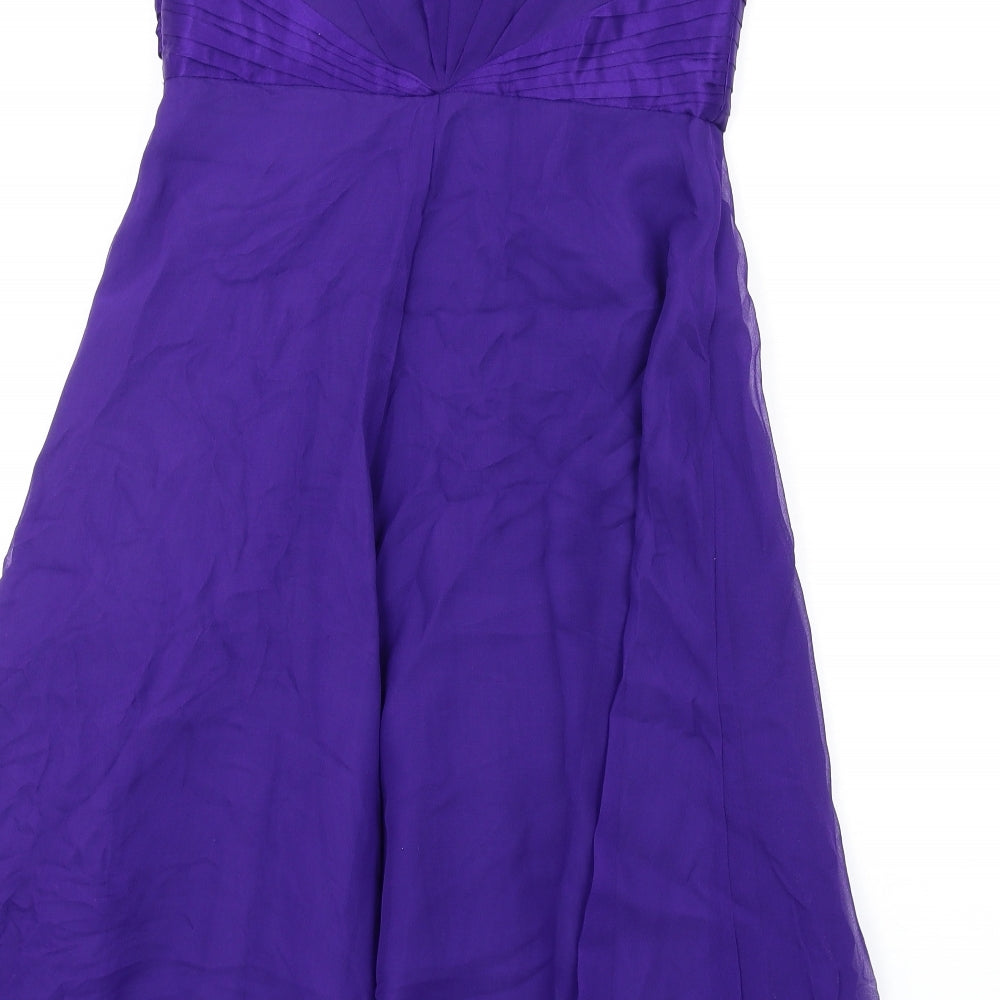 Coast Womens Purple Silk A-Line Size 8 Sweetheart Zip