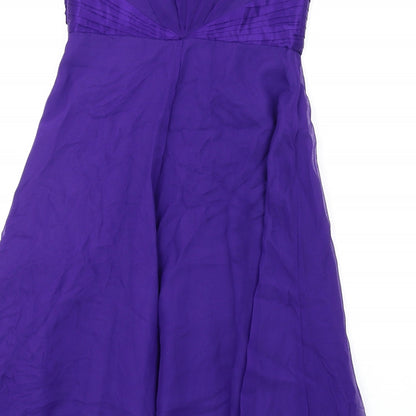 Coast Womens Purple Silk A-Line Size 8 Sweetheart Zip