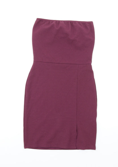prettylitt Womens Purple Polyester Bodycon Size 8 Square Neck Pullover