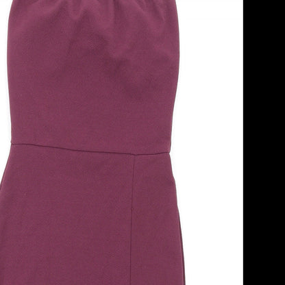 prettylitt Womens Purple Polyester Bodycon Size 8 Square Neck Pullover