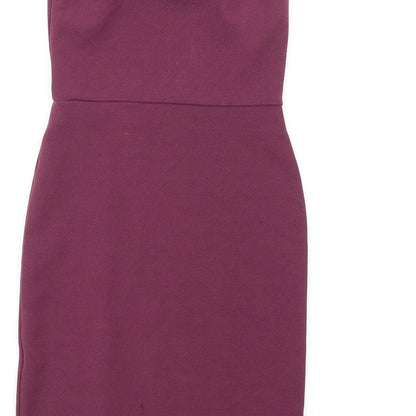 prettylitt Womens Purple Polyester Bodycon Size 8 Square Neck Pullover