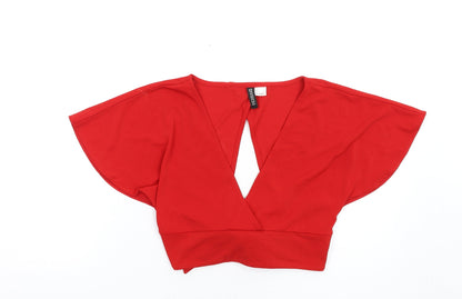 Womens UK Size S H&M Red Cropped T-Shirt