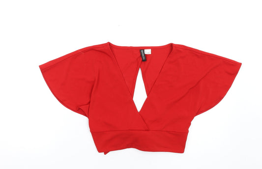 Womens UK Size S H&M Red Cropped T-Shirt