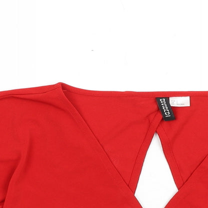 Womens UK Size S H&M Red Cropped T-Shirt