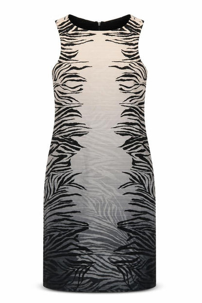 NEXT Womens Multicoloured Animal Print Polyester Shift Size 10 Crew Neck Zip - Gradient Zebra Print