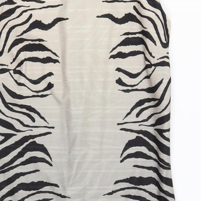 NEXT Womens Multicoloured Animal Print Polyester Shift Size 10 Crew Neck Zip - Gradient Zebra Print