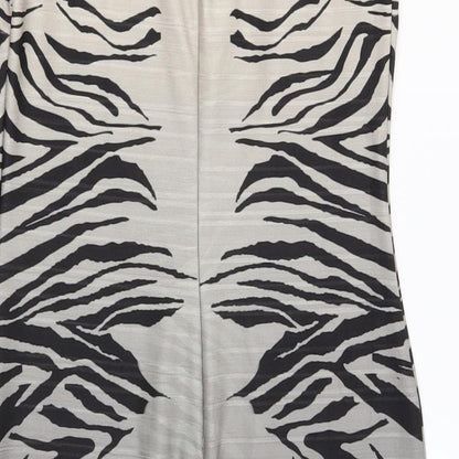 NEXT Womens Multicoloured Animal Print Polyester Shift Size 10 Crew Neck Zip - Gradient Zebra Print