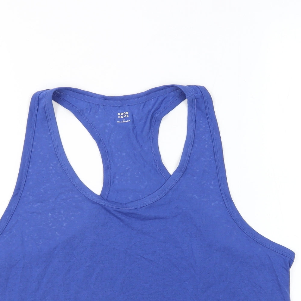 GOODMOVE Womens Blue Polyester Basic Tank Size 18 Scoop Neck Pullover - Sheer