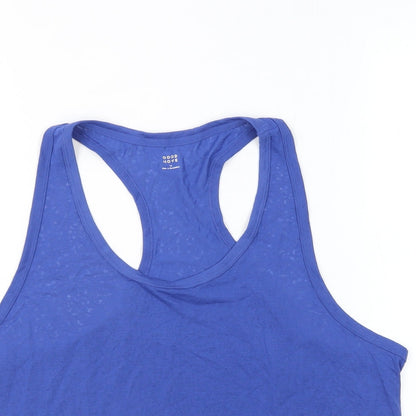 GOODMOVE Womens Blue Polyester Basic Tank Size 18 Scoop Neck Pullover - Sheer