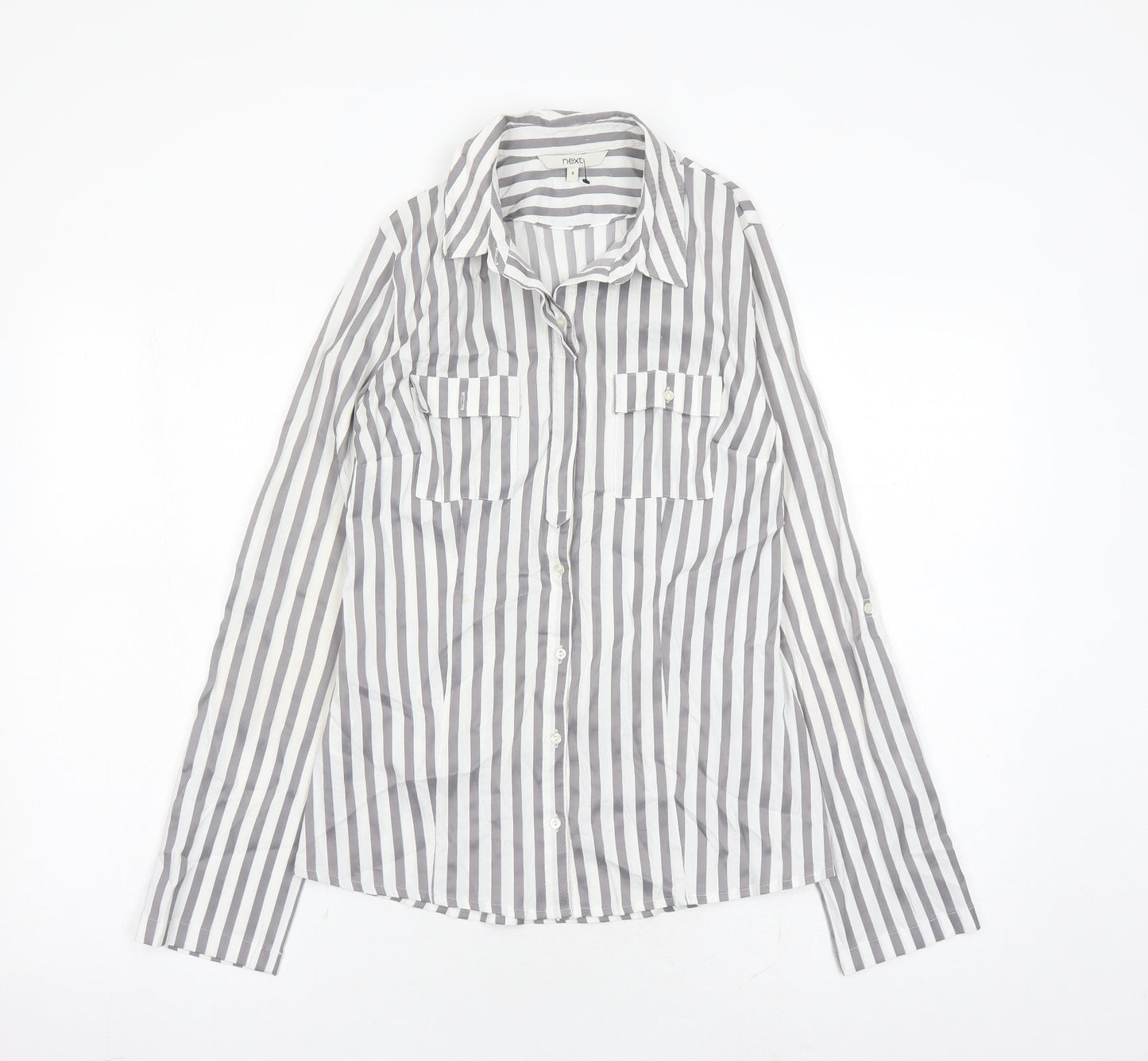 Womens UK Size 8 NEXT Grey Basic Button-Up