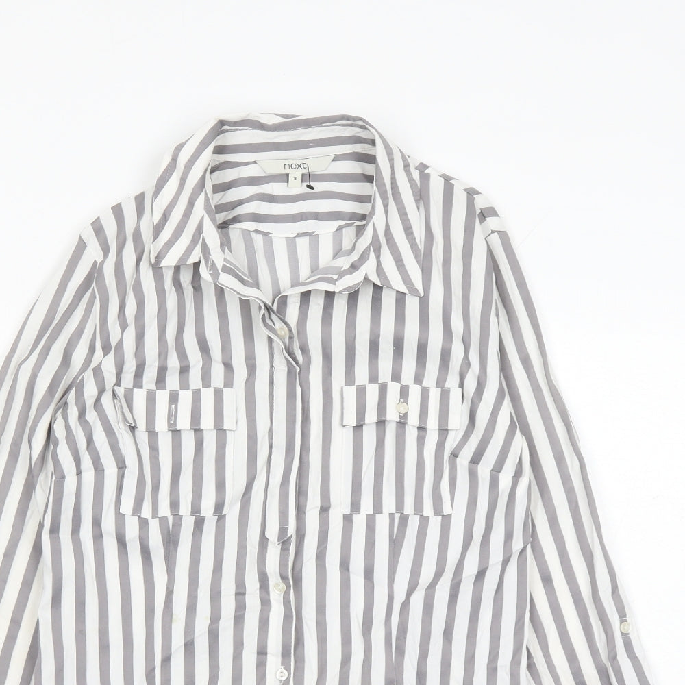 Womens UK Size 8 NEXT Grey Basic Button-Up
