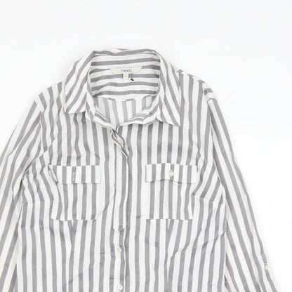 Womens UK Size 8 NEXT Grey Basic Button-Up