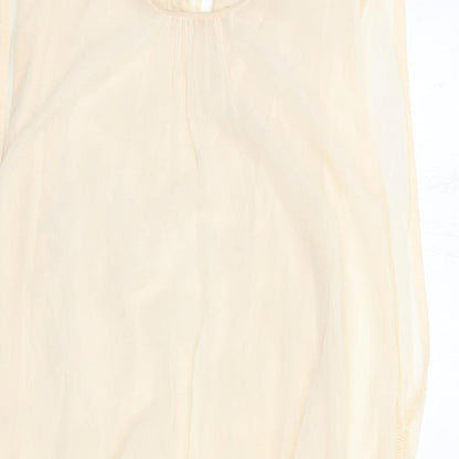 Coast Womens Beige Polyester A-Line Size 10 Round Neck Button - Sequin Detail