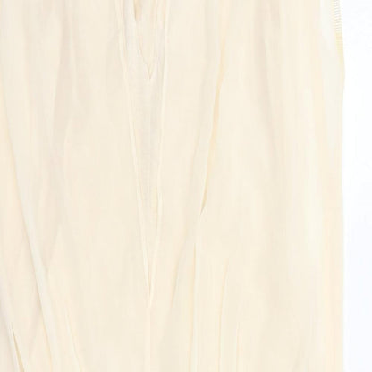 Coast Womens Beige Polyester A-Line Size 10 Round Neck Button - Sequin Detail