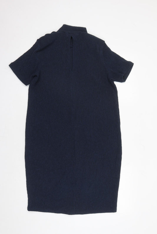 Marks and Spencer Womens Blue Polyester A-Line Size 16 Mock Neck Pullover
