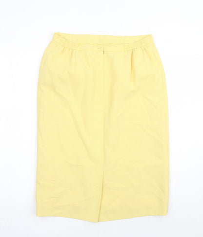 Janine Pauporte Womens Yellow Polyester A-Line Skirt Size 32 in Zip - Elasticated Waist Lined