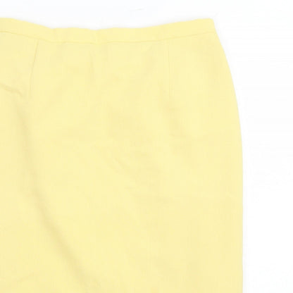Janine Pauporte Womens Yellow Polyester A-Line Skirt Size 32 in Zip - Elasticated Waist Lined