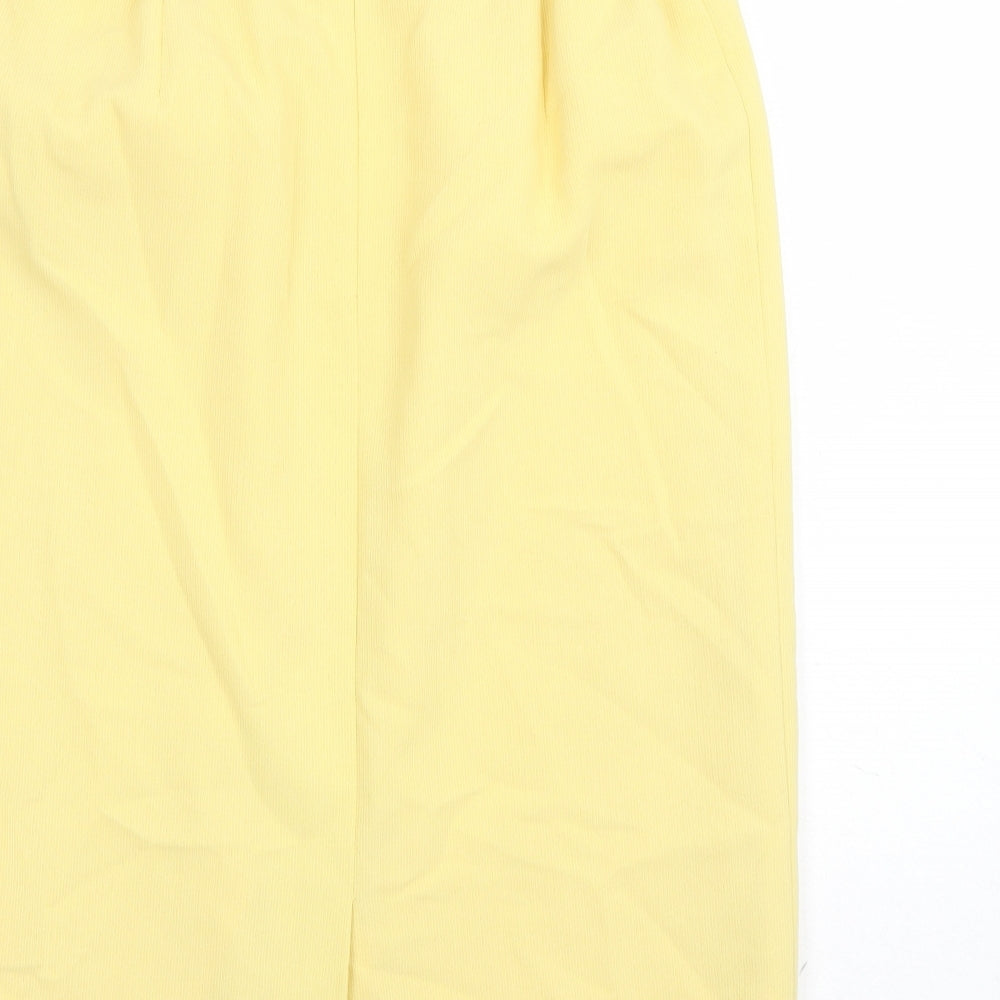 Janine Pauporte Womens Yellow Polyester A-Line Skirt Size 32 in Zip - Elasticated Waist Lined