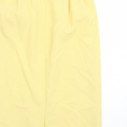 Janine Pauporte Womens Yellow Polyester A-Line Skirt Size 32 in Zip - Elasticated Waist Lined
