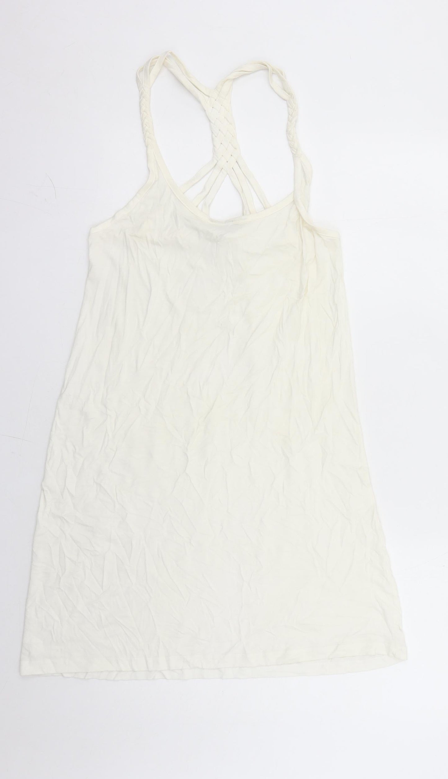 Freya Womens White Polyester Tank Dress Size S Round Neck Pullover