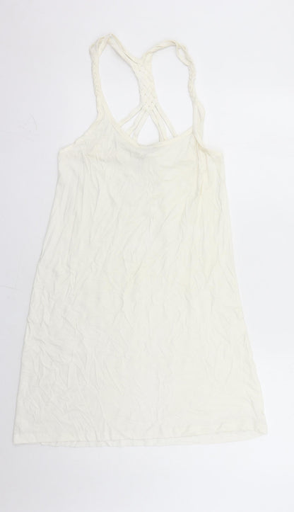Freya Womens White Polyester Tank Dress Size S Round Neck Pullover