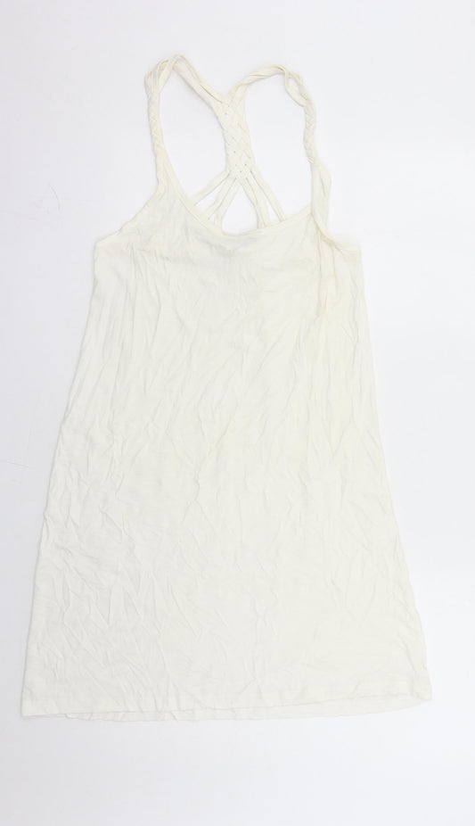 Freya Womens White Polyester Tank Dress Size S Round Neck Pullover