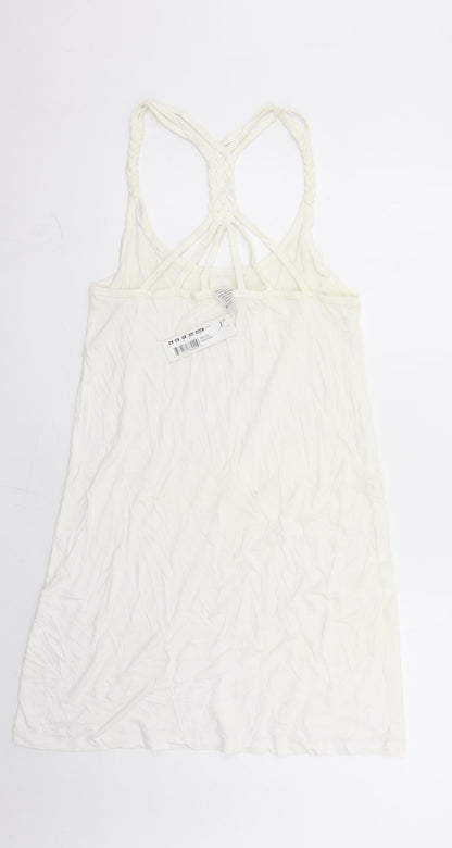 Freya Womens White Polyester Tank Dress Size S Round Neck Pullover