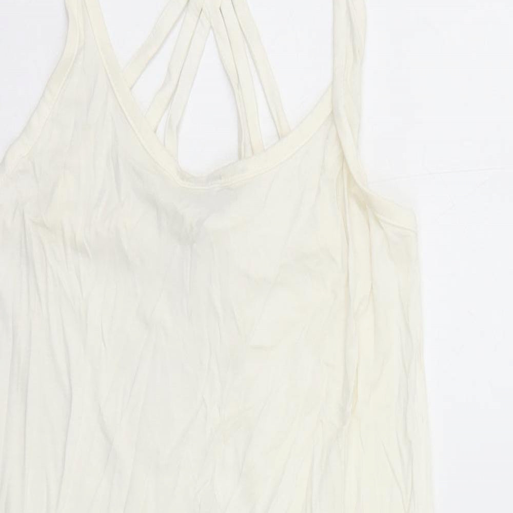 Freya Womens White Polyester Tank Dress Size S Round Neck Pullover