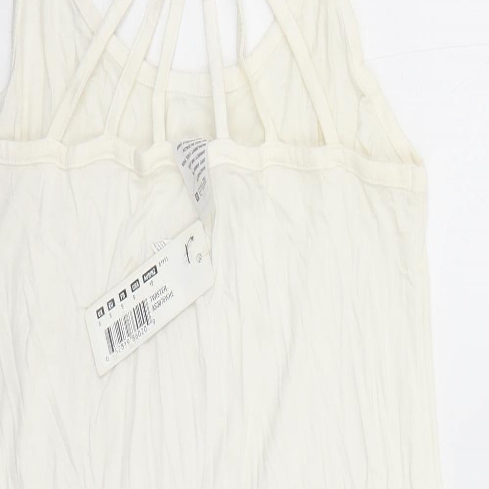 Freya Womens White Polyester Tank Dress Size S Round Neck Pullover