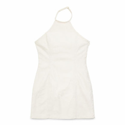Divided by H&M Womens Beige Cotton Mini Size S Halter Zip
