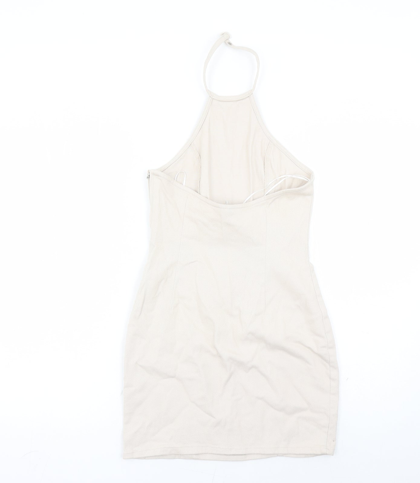 Divided by H&M Womens Beige Cotton Mini Size S Halter Zip
