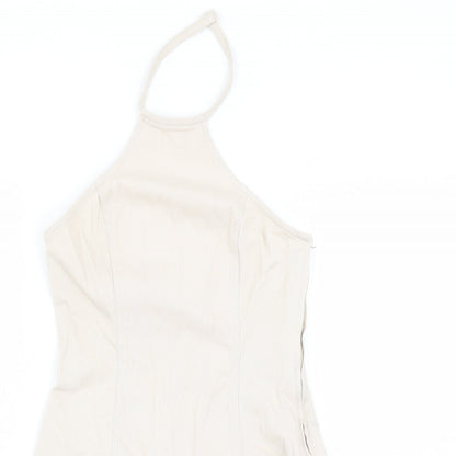 Divided by H&M Womens Beige Cotton Mini Size S Halter Zip