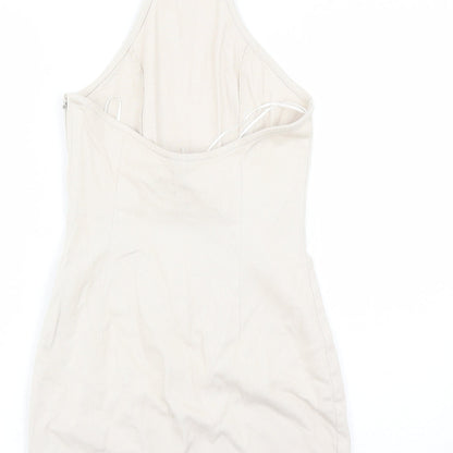 Divided by H&M Womens Beige Cotton Mini Size S Halter Zip