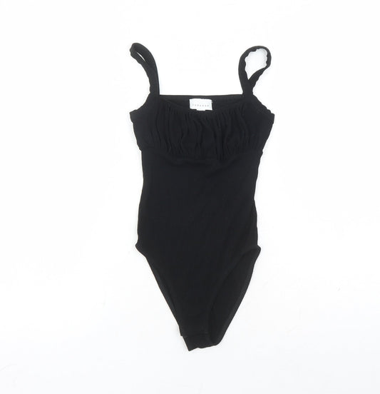 Topshop Womens Black Viscose Bodysuit One-Piece Size 6 Snap