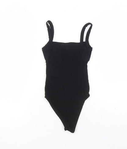 Topshop Womens Black Viscose Bodysuit One-Piece Size 6 Snap