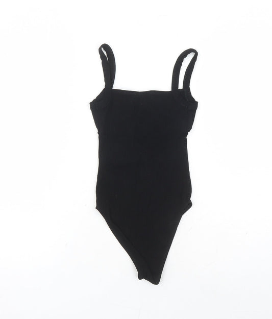 Topshop Womens Black Viscose Bodysuit One-Piece Size 6 Snap