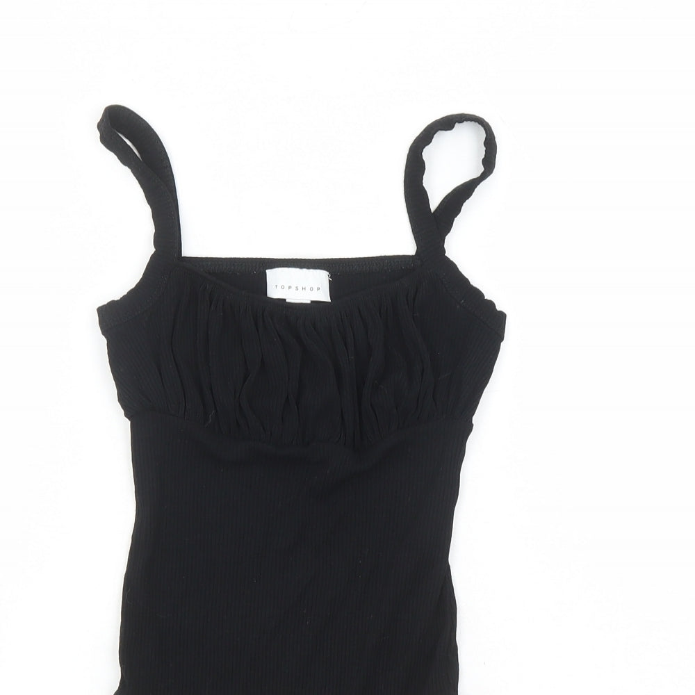Topshop Womens Black Viscose Bodysuit One-Piece Size 6 Snap