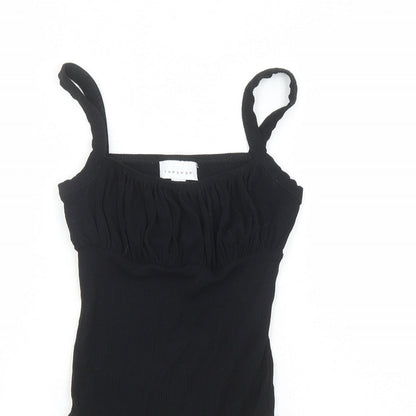 Topshop Womens Black Viscose Bodysuit One-Piece Size 6 Snap