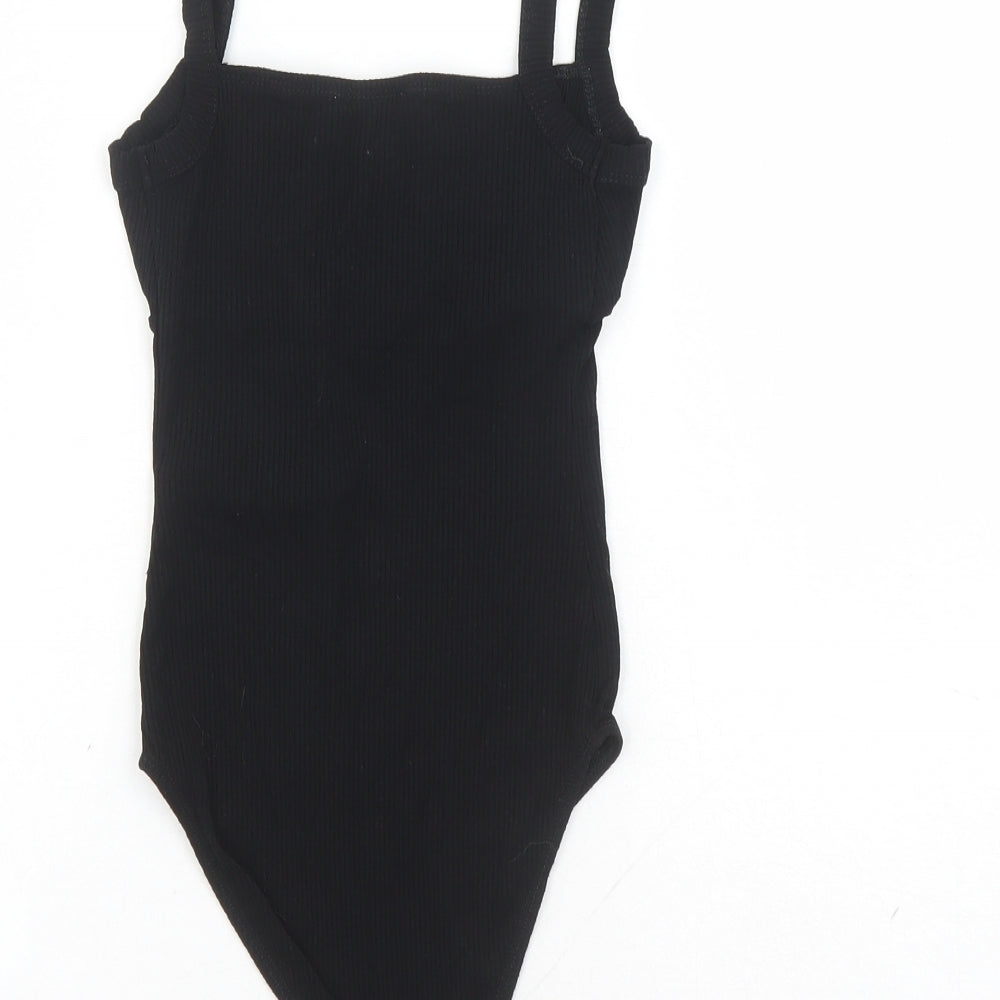 Topshop Womens Black Viscose Bodysuit One-Piece Size 6 Snap