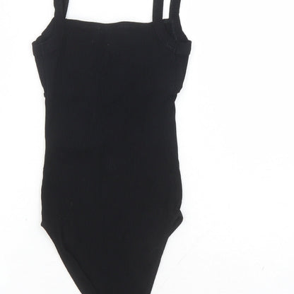 Topshop Womens Black Viscose Bodysuit One-Piece Size 6 Snap