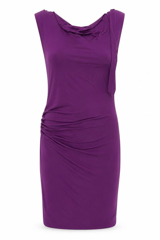 Celeb Boutique Womens Purple Polyester Bodycon Size M Cowl Neck Pullover - Chain Detail