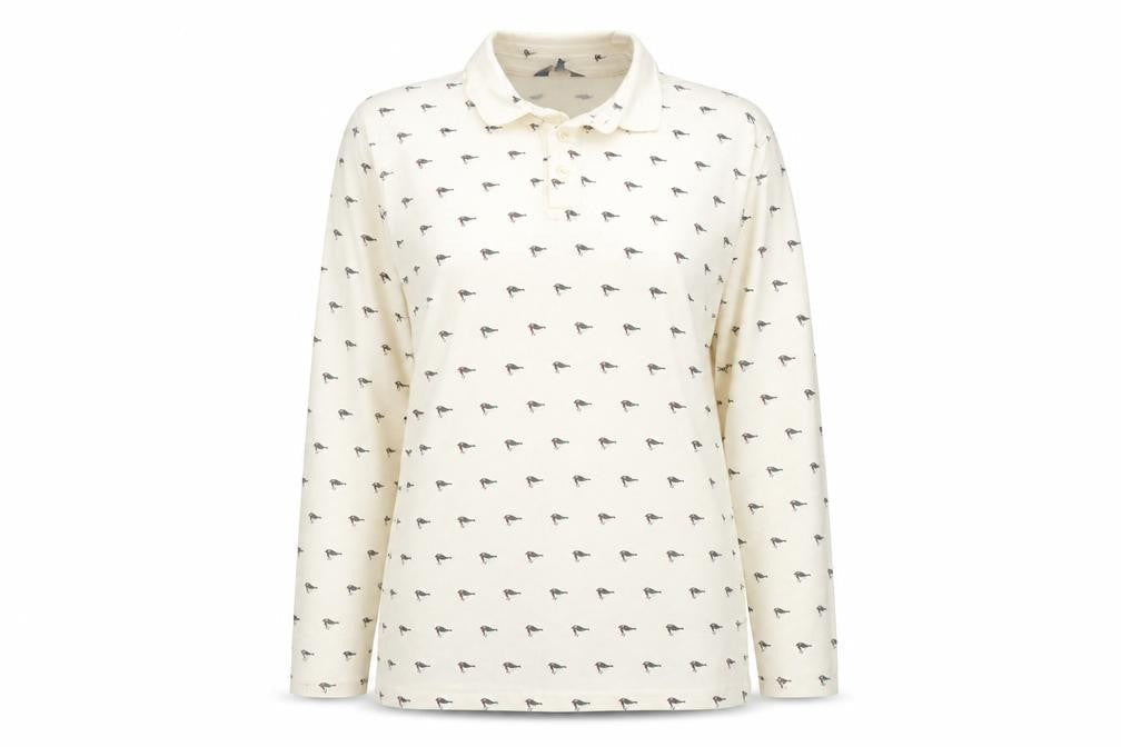 Cotton Traders Womens Ivory Geometric 100% Cotton Basic Polo Size M Collared - Robin Pattern